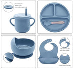Silicone Baby Feeding Set Whimsy Blue Infant Tableware Collection - Image 6