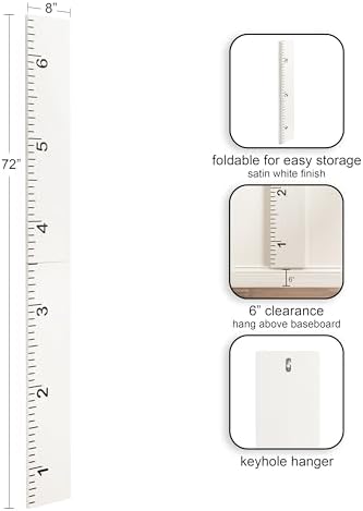 Kate and Laurel Modern 6.5-Foot Growth Chart Wooden Wall Ruler; 8 x 72; White; - Image 2