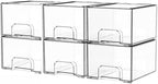 Yieach 6 Pack Small Stackable Storage Drawers, 4.4 Inch Tall Stacking Acrylic by Yieach