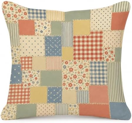 Vintage Floral Patchwork Throw Pillow Cover 18x18 by Unknown