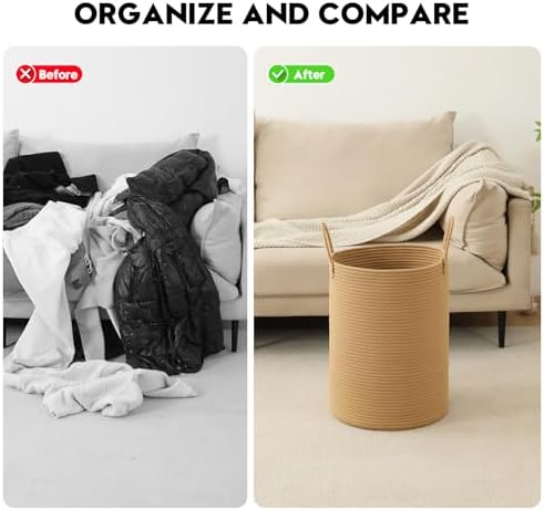 Laundry Basket Hamper Tall Rope Storage Woven - Image 5