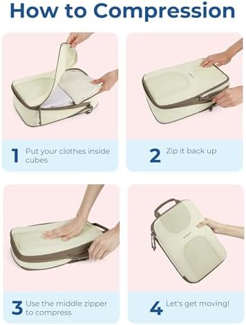 BAGSMART 6 Set Compression Packing Cubes, Travel Luggage Organizer Bags - Image 5