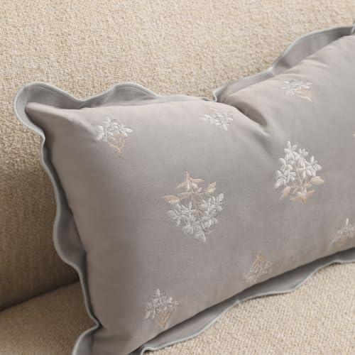BlissBlush Throw Pillow Cover 20x20, Light Gray Velvet Decorative Pillow Cover - Image 7