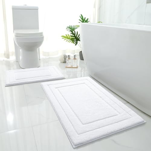 HOMEIDEAS Bathroom Rugs Sets 2 Piece, Super Soft Non Slip Bath Mat White by HOMEIDEAS