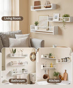 Maxpeuvon Kids Bookshelves for Wall, 23 Inch White Floating Shelf Set of 3 - Image 7