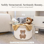 Teddy Bear Baby Storage Basket, Woven Cotton Rope Nursery Bin, 15x11 in - Image 2