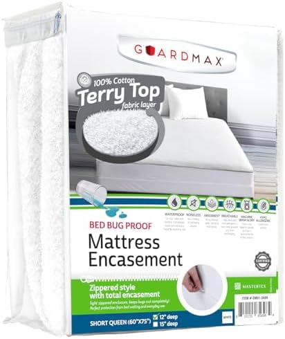 Guardmax Short Queen Mattress Encasement Zippered, 100% Waterproof Mattress by Guardmax