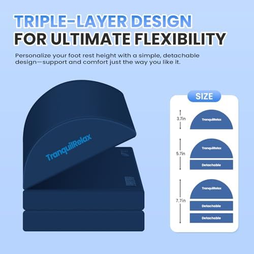 TranquilRelax Foot Rest Under Desk, 3-Height Adjustable Foot Stool - Image 2