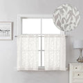 Lecloud Leia Ivory Sheer Kitchen Curtains 24 Inch Length 2 Pcs, Jacquard by Lecloud