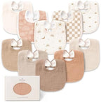 Konssy 8-Pack Muslin Baby Bibs, Adjustable Fit by Konssy