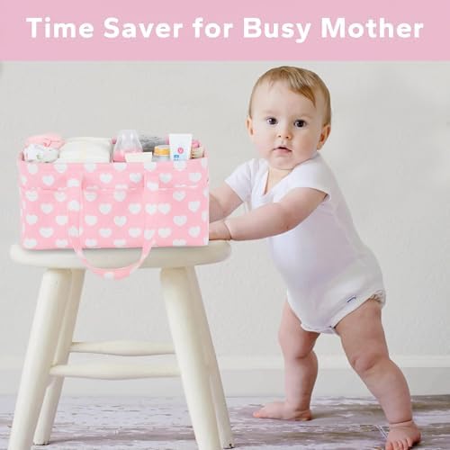 Diaper Caddy Organizer for Baby Girl-Nursery Storage Bin-Portable Car Organizer - Image 4