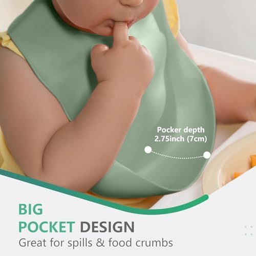 Cuddle Campus Set of 3 Silicone Bibs, Soft Adjustable Bibs - Image 4