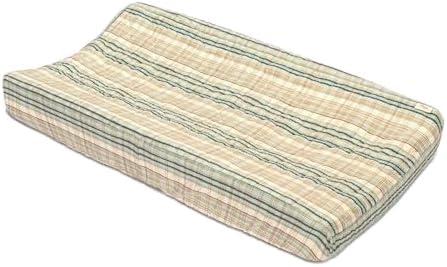 Crane Baby Change Pad Cover, Charlie Farmhouse Quilted Striped Changing Pad by CraneBaby