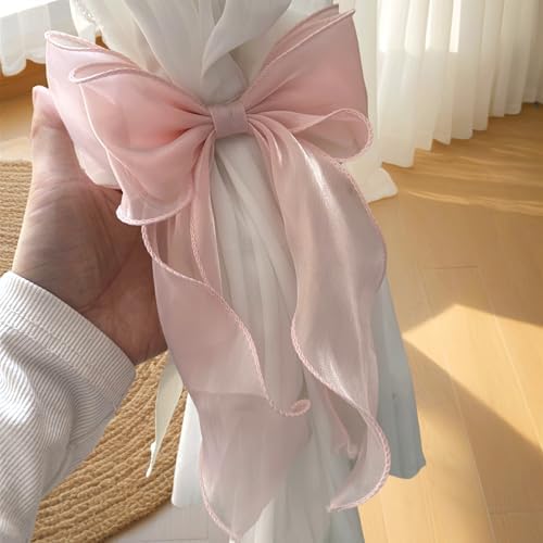 2 Pack French Silky Bow Curtain Tiebacks, Elegant Lace Ribbon - Image 5