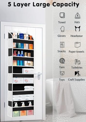 TAHAVICE 1Pack Over the Door Organizer Storage, 5 Large & 10 Mesh Pockets - Image 4