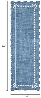 GarveeHome Scalloped Hallway Runner Rug 2.5x10 Non Slip Dark Blue Rugs - Image 2