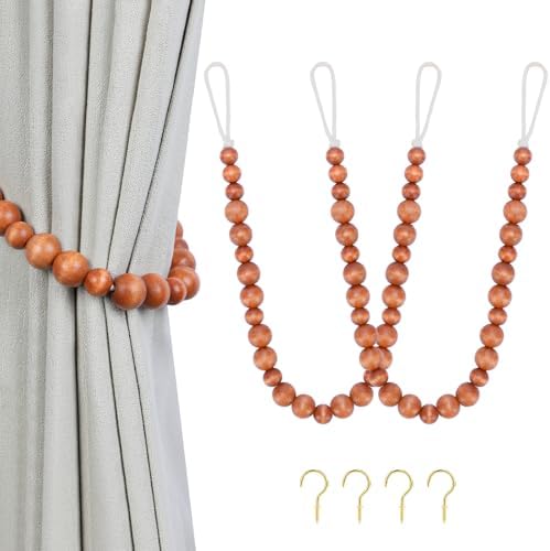 KLOGTSIND Wood Bead Curtain Tiebacks, 2 Pack Curtain Tie Backs by KLOGTSINDDirect