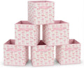 6 Pcs Pink Bow Cube Storage Bins 12.5 Inch Pink Storage Basket by BBSET