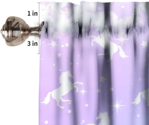 Fantasy Unicorn Girls Valance, Pastel Purple Blue Sky Stars Cartoon Cute - Image 3
