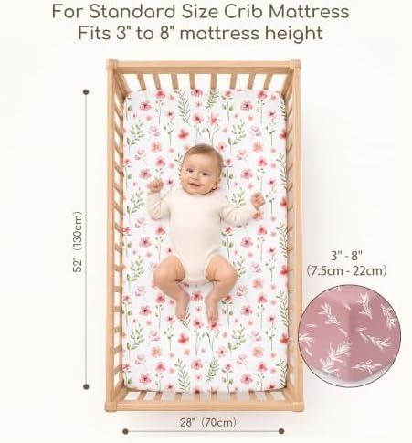 3 Pack Baby Crib Sheets for Boys Girls 52x28 Fitted Crib Sheet - Image 4
