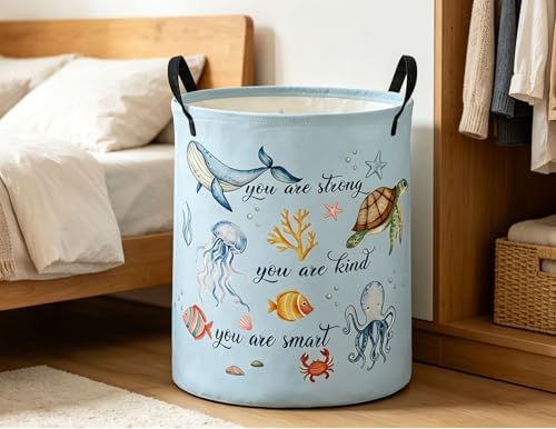 ESSME Kids Laundry Basket, Ocean Hamper Collapsible Canvas Waterproof Storage - Image 6