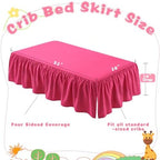 SiinvdaBZX Hot Pink Crib Skirt Dust Ruffle, Microfiber Crib Bed Skirt - Image 4