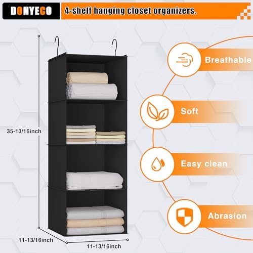 Hanging Closet Organizer 4-Shelf, Oxford Fabric Wardrobe Storage - Image 3