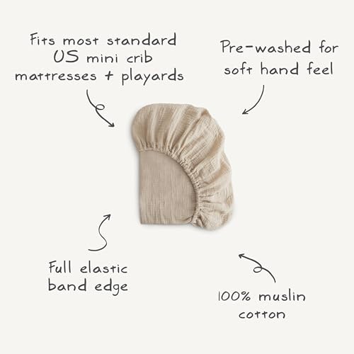 mushie Extra Soft Muslin Fitted MINI Crib Sheet | 24"x 38" - Image 6