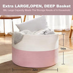 MEGASKET Pink Storage Baskets for Organizing, Large Toy Basket, Soft Pink - Image 3