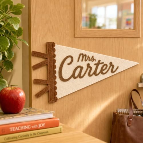Personalized Felt Teacher Name Pennant Custom Classroom Door Decor Flag - Image 6