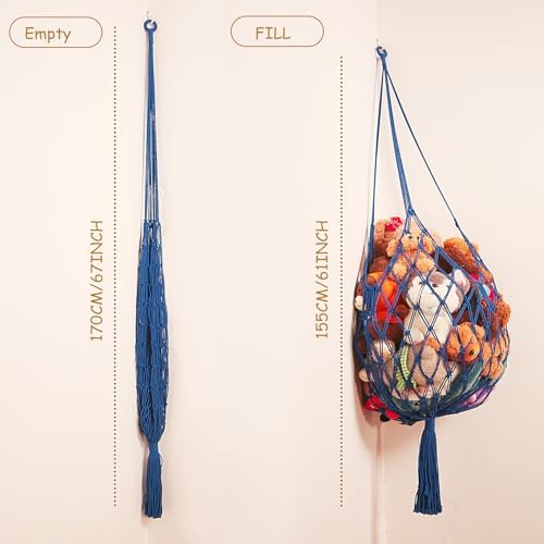 Stuffed Animal Storage Hammock Corner Hanging Net Stuffy Animal Hammock Macrame - Image 4