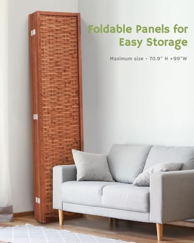 JOSTYLE Bamboo Room Divider, 5-Panel Folding Privacy Screen - Image 5