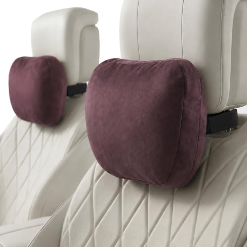 2 PCS Car Pillow for Driving Seat Soft Suede Headrest Neck & Lumbar Support by GoodpillowBetterdriver