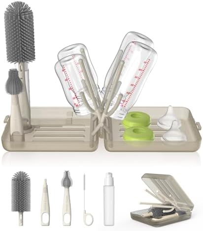 YOTIME Travel Bottle Brush Set, Foldable Drying Rack by YOTIME