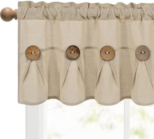 FRAMICS Farmhouse Valance Curtains, Boho Cotton Linen Kitchen Valance, Rustic - Image 5