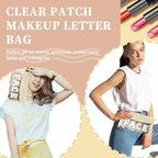 Clear Patch Makeup Letter Bag, Boho Preppy Chenille Letter Cosmetic Bag - Image 5