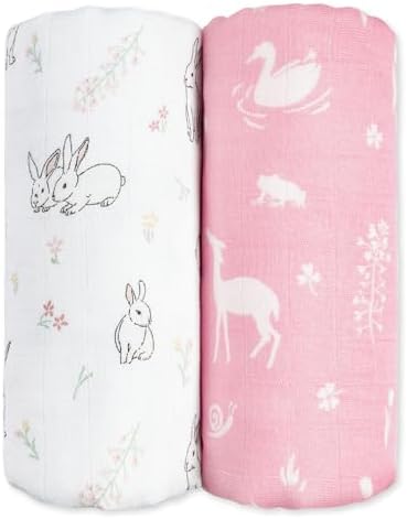 GLLQUEN BABY Muslin Swaddle Blankets 2Pk Receiving Blanket Large 35" x 40" by GLLQUENBABY