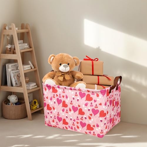Valentine's Day Basket Gift for Empty Cute Heart Large Storage Bin for Kid and - Image 3