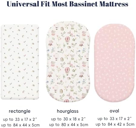 PHF 3 Pack Soft Bassinet Sheets, Floral & Animal Breathable Comfy Cradle Sheets - Image 6