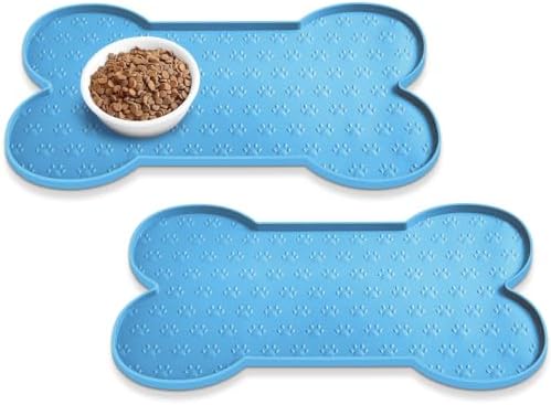 PWTAA Dog Food Mat Anti-Slip Silicone Dog Bowl Mat Thicker Pet Placemat by PWTAA