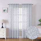 Lecloud Leia Light Grey Sheer Curtains 84 Inches Long 2 Panels, Semi Sheer by Lecloud