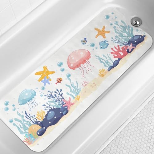 LNOND Bath Mat for Tub for Kids, Sea World Bathtub mat Non Slip, Jellyfish by Lnond