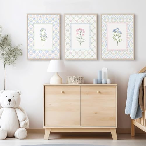 Lhoiplme Wildflower Nursery Wall Art Decor Baby Girl Room Canvas Prints Pastel - Image 6