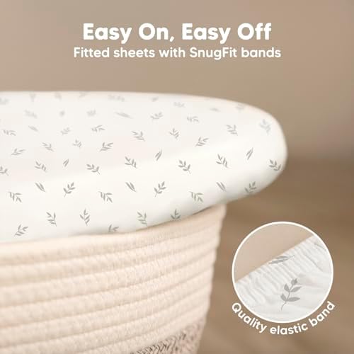 2-Pack Baby Bassinet Sheets Girl, 33x17 Bedside Sheets - Image 5