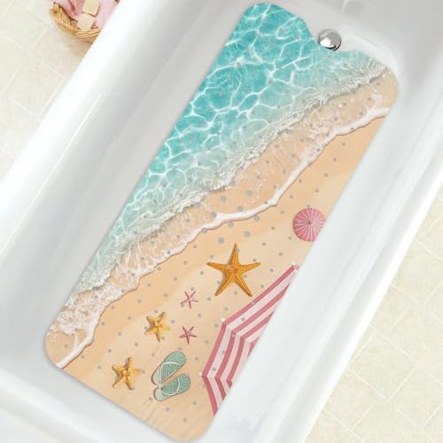 Bathtub Mat Non Slip, Beach Extra Long Bath tub Mat Shower Floor Mat by BathtubMat