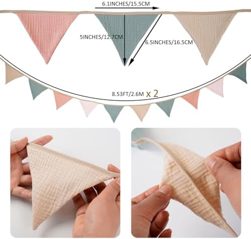 19.6ft Pennant Banner Bunting Flags Multicolor, Garland Triangle Banners Fabric - Image 2