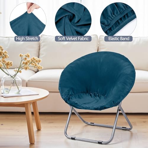 Velvet Stretch Saucer Chair Cover, Round Moon Chair Cover - Image 5