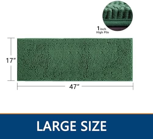 BOANKODU Bathroom Rugs 47x17, Extra Soft Absorbent Chenille Bath Rugs, PVC - Image 2