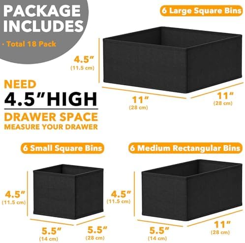 SpaceAid Drawer Organizer for Clothes, 18 Pack Dresser Drawer Organizer Bins - Image 6