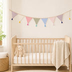 Pre-Strung Cotton Fabric Bunting Banner, 9Ft Morandi Triangle Pennant Banner - Image 4